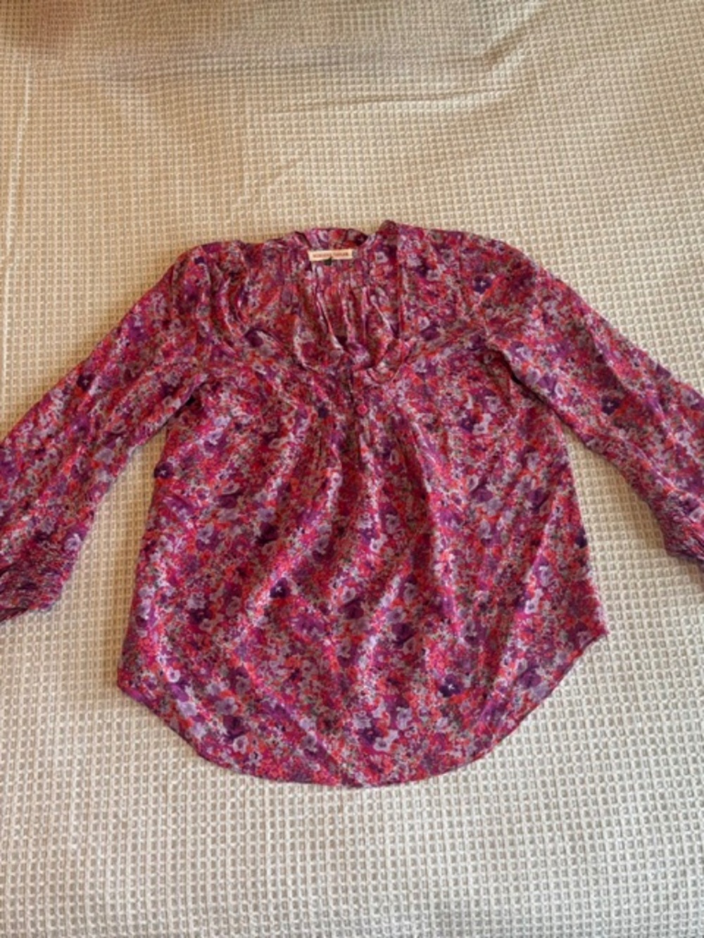 Rebecca Taylor Pink Floral Silk Blouse Size 4